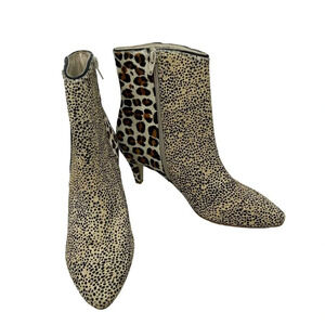 Matisse Moon Walkin‎ Boots Beige Cowhair Leopard Print Heeled Size 8